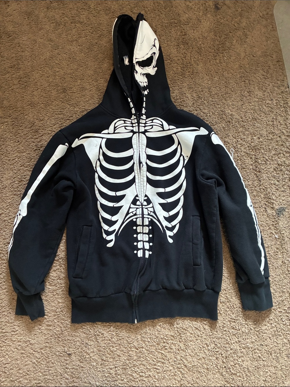 Hot Topic Black Hoodie with White Skeleton Print